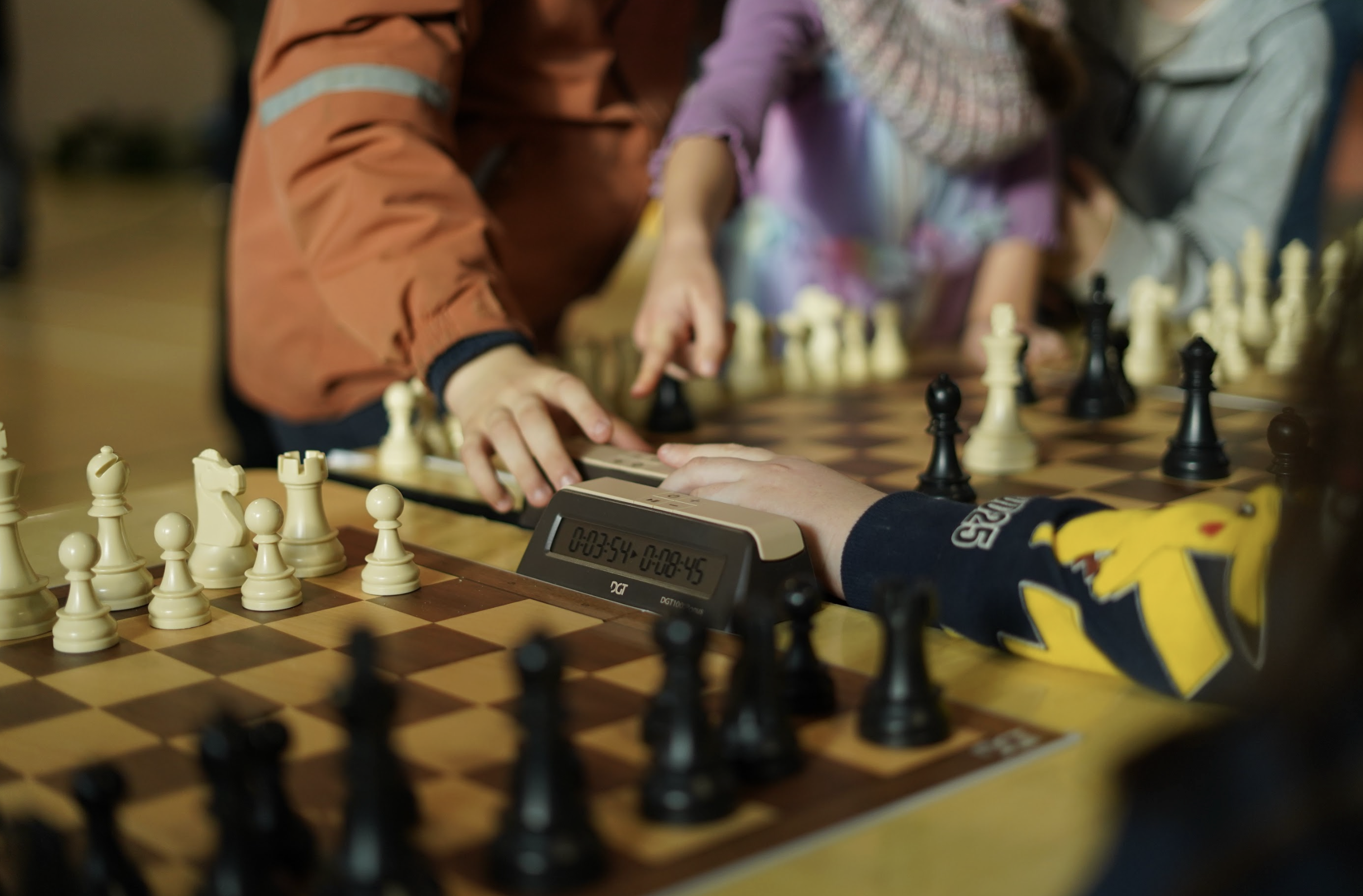 A chess board mid-game